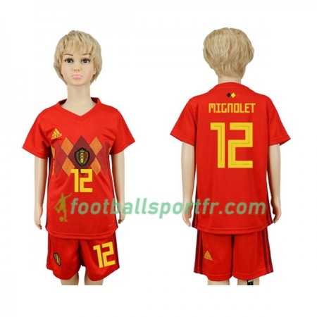 Tenue Belgique Mignolet 12 Enfant Domicile Coupe du monde 2018 Maillot de Foot